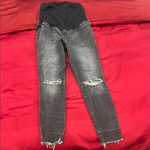 Women's Distressed Black Maternity Jeans